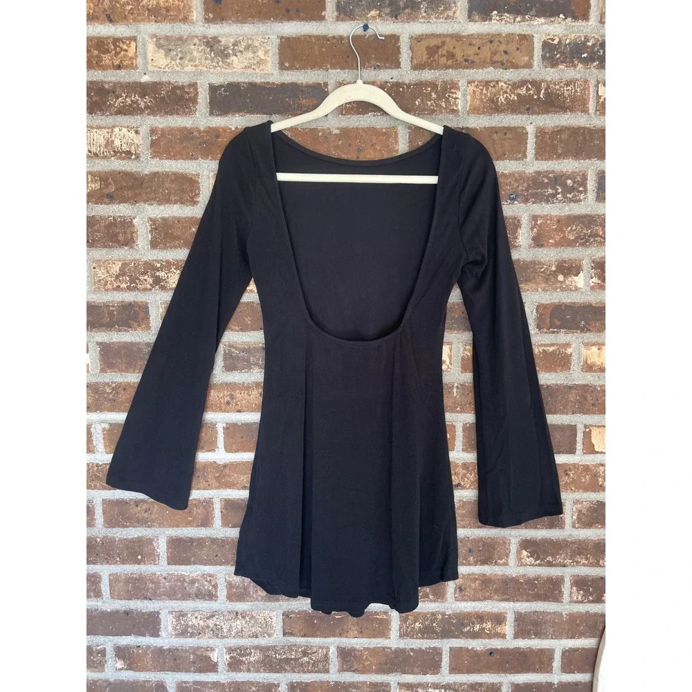 Free People Beach Rosalia Long Sleeve Low Back Back Mini Dress